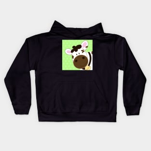 Cute Happy Cow -  Green Kids Hoodie